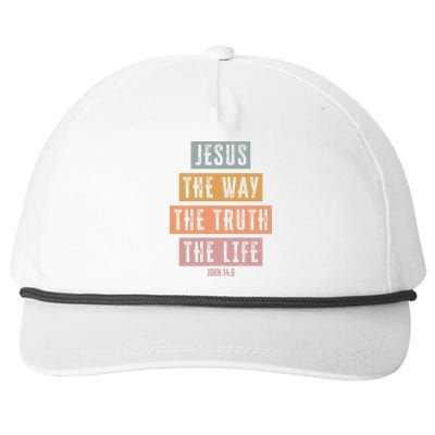 Jesus The Way Truth Life Bible Verse Snapback Five-Panel Rope Hat