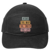 Jesus The Way Truth Life Bible Verse 7-Panel Snapback Hat