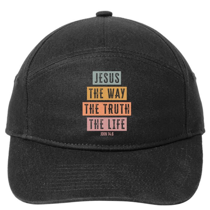 Jesus The Way Truth Life Bible Verse 7-Panel Snapback Hat