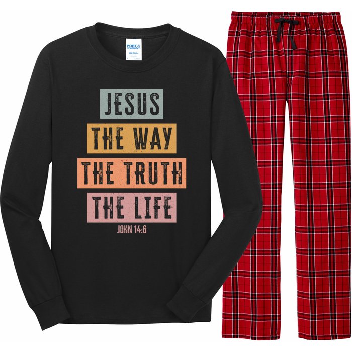 Jesus The Way Truth Life Bible Verse Long Sleeve Pajama Set