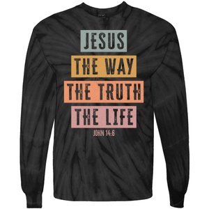 Jesus The Way Truth Life Bible Verse Tie-Dye Long Sleeve Shirt