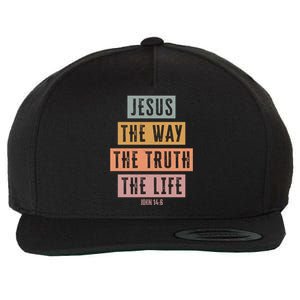 Jesus The Way Truth Life Bible Verse Wool Snapback Cap