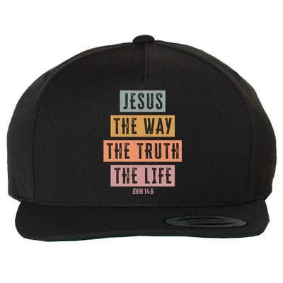 Jesus The Way Truth Life Bible Verse Wool Snapback Cap