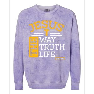 Jesus The Way Truth Life John 14:6 Colorblast Crewneck Sweatshirt