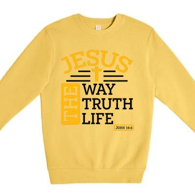 Jesus The Way Truth Life John 14:6 Premium Crewneck Sweatshirt