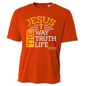 Jesus The Way Truth Life John 14:6 Cooling Performance Crew T-Shirt