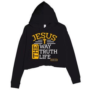 Jesus The Way Truth Life John 14:6 Crop Fleece Hoodie