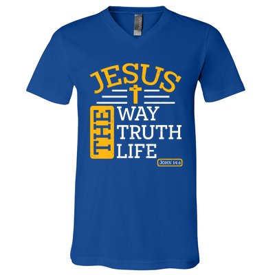 Jesus The Way Truth Life John 14:6 V-Neck T-Shirt