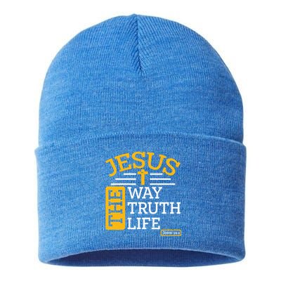 Jesus The Way Truth Life John 14:6 Sustainable Knit Beanie