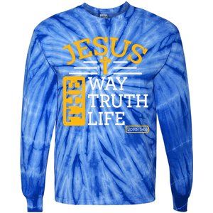 Jesus The Way Truth Life John 14:6 Tie-Dye Long Sleeve Shirt