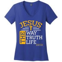 Jesus The Way Truth Life John 14:6 Women's V-Neck T-Shirt