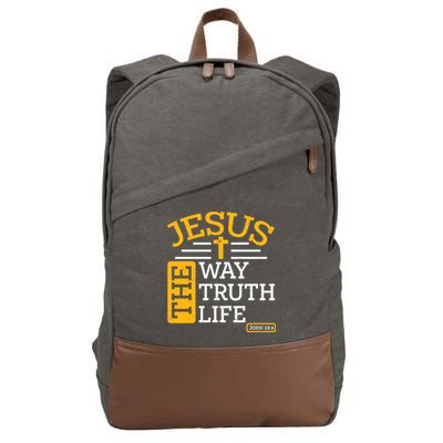 Jesus The Way Truth Life John 14:6 Cotton Canvas Backpack