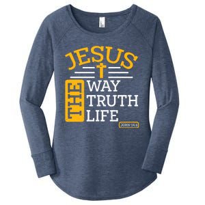 Jesus The Way Truth Life John 14:6 Women's Perfect Tri Tunic Long Sleeve Shirt