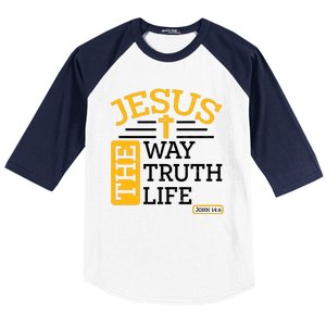 Jesus The Way Truth Life John 14:6 Baseball Sleeve Shirt