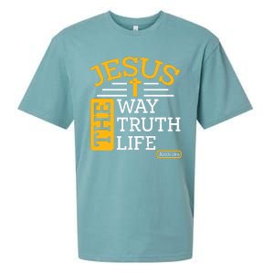 Jesus The Way Truth Life John 14:6 Sueded Cloud Jersey T-Shirt