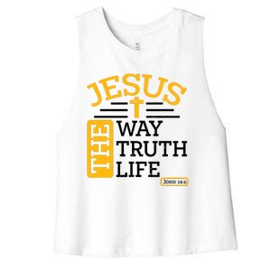 Jesus The Way Truth Life John 14:6 Women's Racerback Cropped Tank