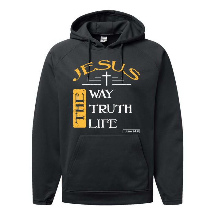 Jesus The Way Truth Life Christian Performance Fleece Hoodie