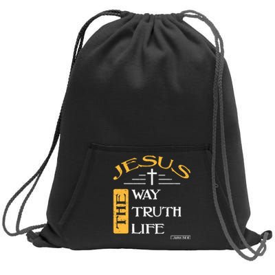 Jesus The Way Truth Life Christian Sweatshirt Cinch Pack Bag