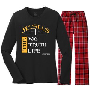 Jesus The Way Truth Life Christian Women's Long Sleeve Flannel Pajama Set 