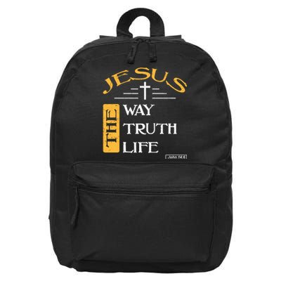 Jesus The Way Truth Life Christian 16 in Basic Backpack