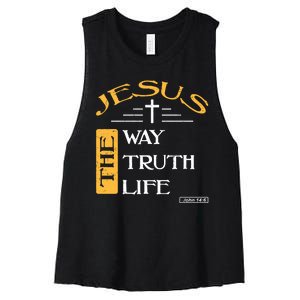 Jesus The Way Truth Life Christian Women's Racerback Cropped Tank