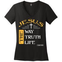 Jesus The Way Truth Life Christian Women's V-Neck T-Shirt