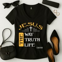 Jesus The Way Truth Life Christian Women's V-Neck T-Shirt