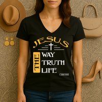 Jesus The Way Truth Life Christian Women's V-Neck T-Shirt