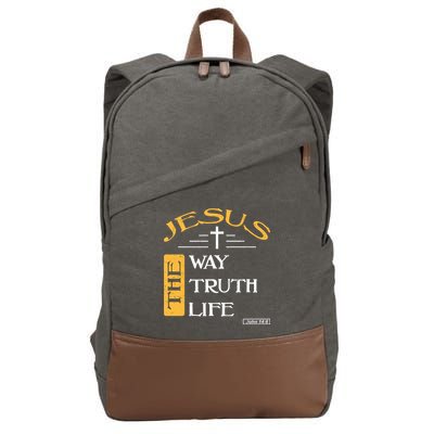 Jesus The Way Truth Life Christian Cotton Canvas Backpack