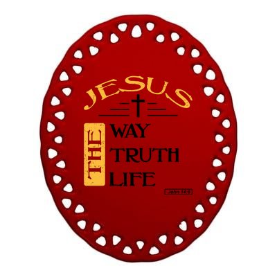 Jesus The Way Truth Life Christian Ceramic Oval Ornament