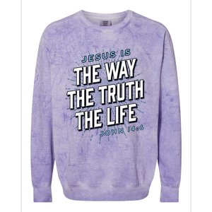 Jesus The Way Truth Life Christian John 14:6 Bible Verse Colorblast Crewneck Sweatshirt