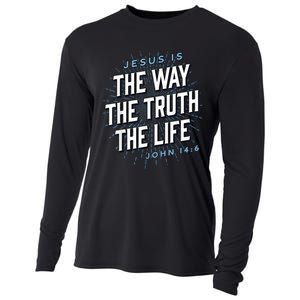 Jesus The Way Truth Life Christian John 14:6 Bible Verse Cooling Performance Long Sleeve Crew