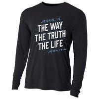 Jesus The Way Truth Life Christian John 14:6 Bible Verse Cooling Performance Long Sleeve Crew