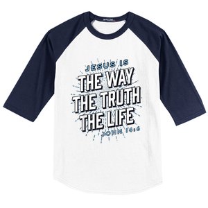 Jesus The Way Truth Life Christian John 14:6 Bible Verse Baseball Sleeve Shirt