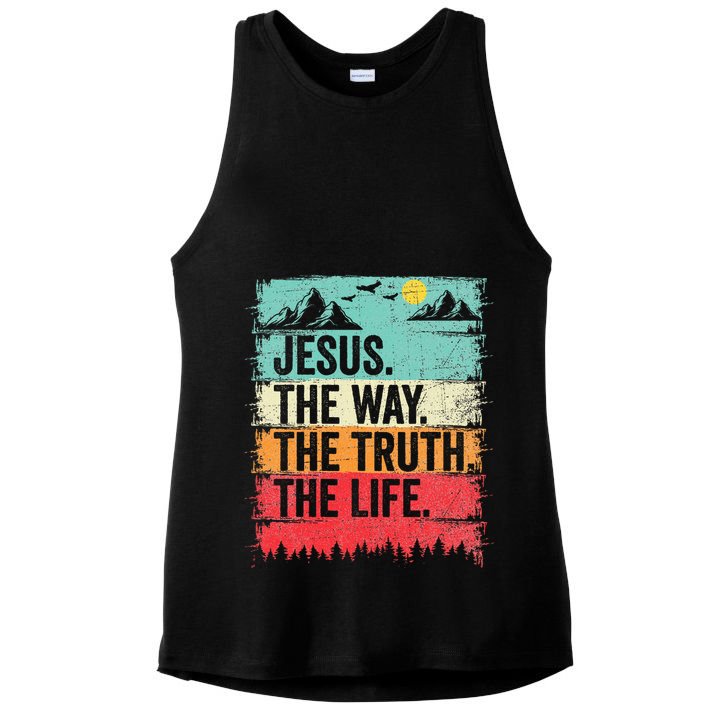 Jesus The Way Truth Life Christian Worship Ladies PosiCharge Tri-Blend Wicking Tank