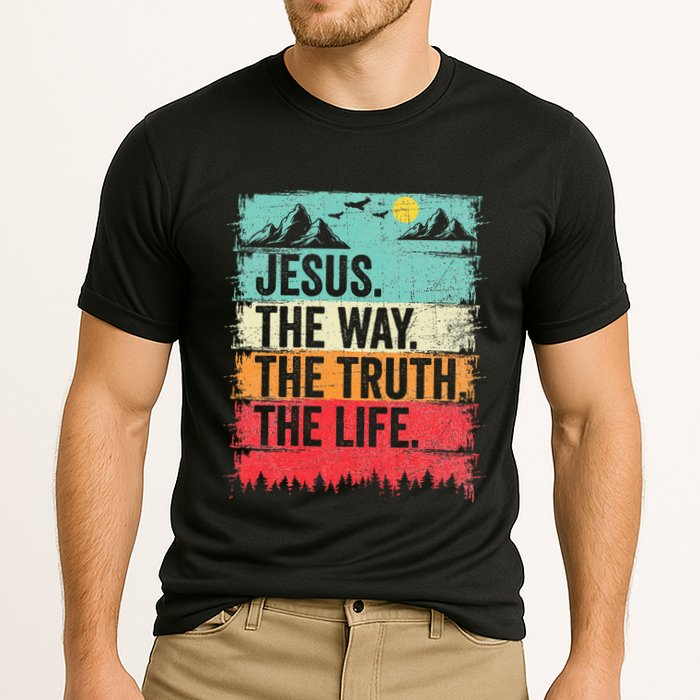 Jesus The Way Truth Life Christian Worship Cooling Performance Crew T-Shirt