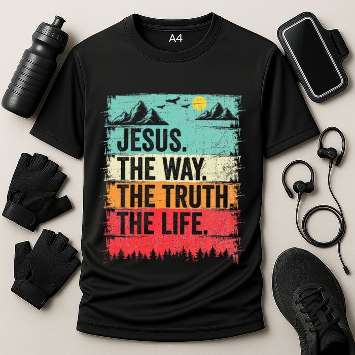 Jesus The Way Truth Life Christian Worship Cooling Performance Crew T-Shirt