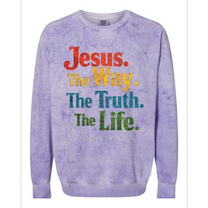 Jesus The Way Truth Life Women Christian Colorblast Crewneck Sweatshirt