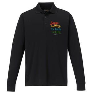 Jesus The Way Truth Life Women Christian Performance Long Sleeve Polo