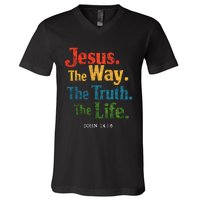 Jesus The Way Truth Life Women Christian V-Neck T-Shirt