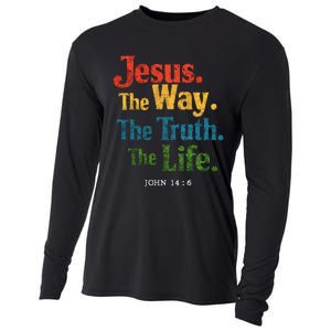 Jesus The Way Truth Life Women Christian Cooling Performance Long Sleeve Crew