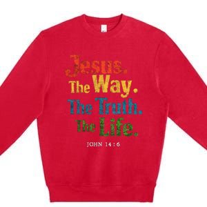 Jesus The Way Truth Life Women Christian Premium Crewneck Sweatshirt