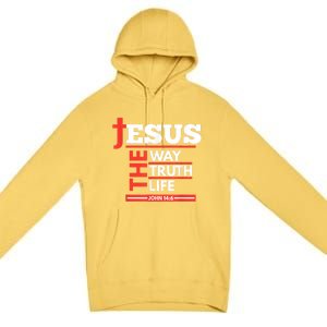 Jesus The Way Truth Life John 14:6 Christian Spiritual Premium Pullover Hoodie