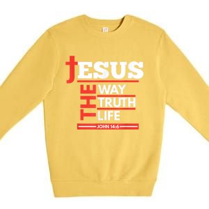 Jesus The Way Truth Life John 14:6 Christian Spiritual Premium Crewneck Sweatshirt