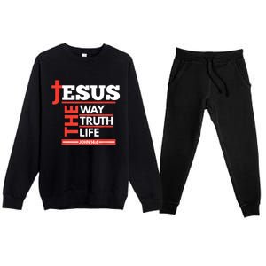 Jesus The Way Truth Life John 14:6 Christian Spiritual Premium Crewneck Sweatsuit Set