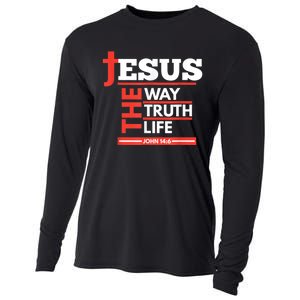 Jesus The Way Truth Life John 14:6 Christian Spiritual Cooling Performance Long Sleeve Crew