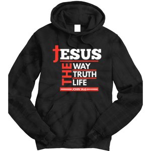 Jesus The Way Truth Life John 14:6 Christian Spiritual Tie Dye Hoodie