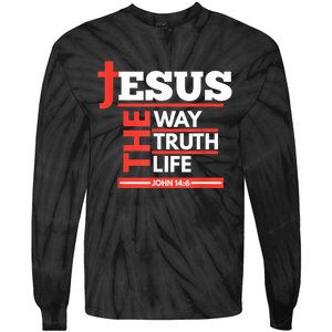 Jesus The Way Truth Life John 14:6 Christian Spiritual Tie-Dye Long Sleeve Shirt