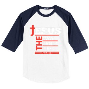 Jesus The Way Truth Life John 14:6 Christian Spiritual Baseball Sleeve Shirt