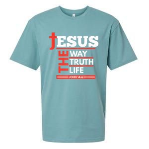 Jesus The Way Truth Life John 14:6 Christian Spiritual Sueded Cloud Jersey T-Shirt